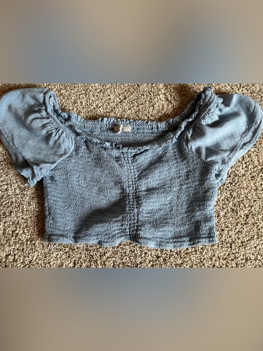 Love tree Rayon  Smocked Crop Top in Light Blue